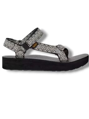 Teva Midform Universal Platform Sandals Black White Print Size 9 NWOT